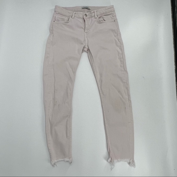 Zara Cream Skinny Raw Hem Jeans Size 6 Women's - Picture 1 of 6